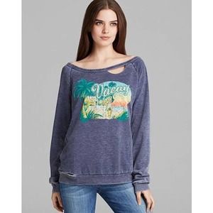 Chaser Gray Distressed Vintage Hawaii Vacay Graphic Sweater Size S